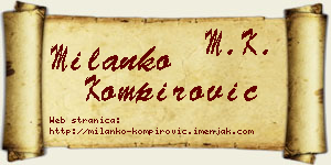 Milanko Kompirović vizit kartica
